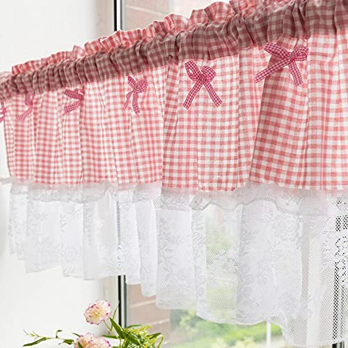 SMITHOOM 1 Pièce Rideau Brise-bise Fenêtre Courts Rideaux Cantonnières pour Cuisine Salle De Bain Salon Chambre Café Rose 106x45cm