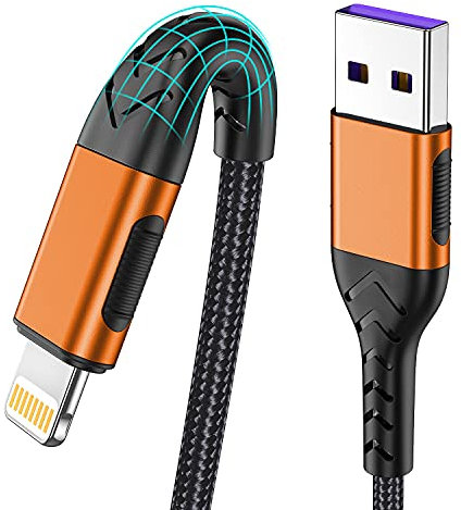 iPhone Charger, [Apple MFi Certified] 3Pack 10FT Lightning Cable for USB A Charger Cable, Fast iPhone Charging Cord Compatible with iPhone Xs Max/XS/XR/X/8/7/6S/6/Plus/SE/iPad(Orange)