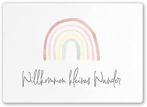 Karte zur Geburt, Willkommen kleines Wunder, Glückwunschkarte, Regenbogen, DIN A6