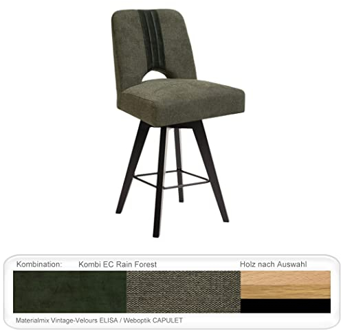 expendio Tresenstuhl Naomi Sitzhöhe 72cm in verschiedenen Varianten Esszimmerstühle Massivholzstuhl, Holzart:Eiche Natur lackiert, Bezugstoff:Kombi EC Rain Forest