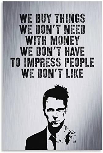 Shenywell Wanddeko Poster Fight Club Zitat Inspirierendes Filmplakat Dekorative Wohnzimmer Schlafzimmer Malerei 40x50cm Kein Rahmen