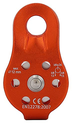 BOROCO Carrucola da Arrampicata su Roccia, puleggia da Arrampicata 26KN in Lega di Alluminio per impieghi gravosi paranco a Corda Girevole Singola per Arrampicata su Corda da 12 mm(Arancia)