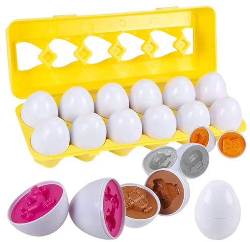 Qunkun Montessori Spielzeug, Passende Eier, Eier Spielzeug, Eier Kinder Passendes, Ostereier Plastik, Ostereier Eier Spielzeug, Lern Plastik Eier, Farbe und Form Eier für Kleinkinder Ostern Geschenke