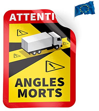 PRINT.GG Toter Winkel Aufkleber Frankreich - Angles Morts Aufkleber Wohnmobil und Bus - Aufkleber Auto 17 x 25 cm - Wohnmobil Aufkleber Warntafel