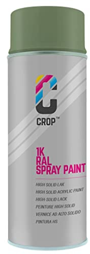 CROP Peinture en bombe RAL 6011 Vert réséda - Couverture élevée, Séchage rapide, 100% inaltérable - Auto, Moto & Bricolage - Haute brillance - 400ml