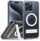 Caseology for iPhone 15 Pro Capella Mag Kickstand, Military Grade Drop Protection, Built-in Kickstand, for iPhone 15 Pro Case Mag-safe - Clear White