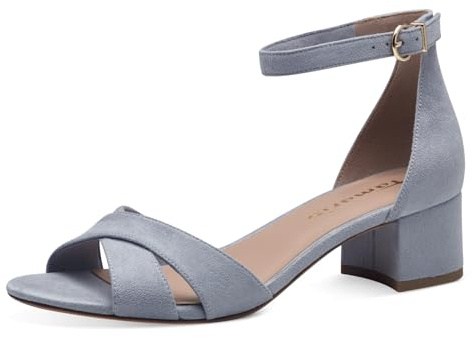 Tamaris Damen Sandaletten, Frauen Sandalen,Strandschuhe,Sommersandalen,bequem,flach,wortmann,sportlich,feminin,Lifestyle,rot,Light Blue,38 EU
