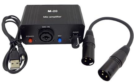 Ronyme de préampli de Microphone système stéréo Portable XLR Microphone Dynamique 48V M-20 Audio de Microphone, XLR mâle à mâle