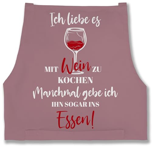 Shirtracer Schürze - Kochschürze - Erwachsene - Ich liebe es mit Wein zu kochen - 85x69 - Rosa - kochschuerze damen lustig küchenschürze geschenk lustige männerschürzen geschenke küchen schürzen frau