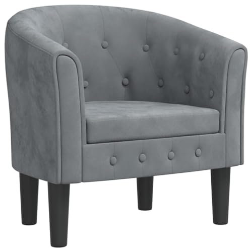 vidaXL Clubsessel, Sessel mit gepolstertem Sitz Armlehnen, Cocktailsessel mit Holzgestell, Loungesessel Relaxsessel Polstersessel, Dunkelgrau Samt