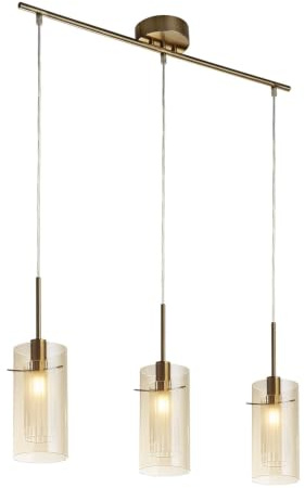 Searchlight Duo 3 Duo III 3-flammige Bar-Pendelleuchte, Bronze, Champagnerglas