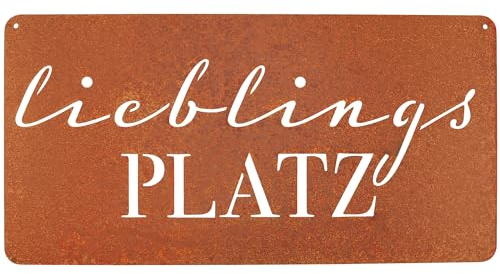 EXTRAVAGANT® Schild „Lieblingsplatz“ Wanddekoration Gartendeko Wohnungsdeko Gartenschild Metall Innen Außen wetterfest Geschenk Garten Wohnung Terrasse Geschenkidee Geburtstag