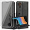 MEMELOKA Cover per Samsung Galaxy Xcover 7 + 2 Pezzi Vetro Temperato, Interno TPU Antiurto e Premium PU Flip Wallet Custodia con Slot per Scheda [Magnetica a Scatto][Funzione di Supporto], Nero
