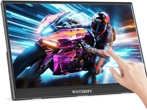 Wstirhy Portable Touchscreen Monitor 15,6 Zoll FHD 1080P IPS Berührungs Bildschirm Tragbarer Monitor mit USB C HDMI, 99% sRGB/HDMI/Typ C 3.1, integrierter Lautsprecher