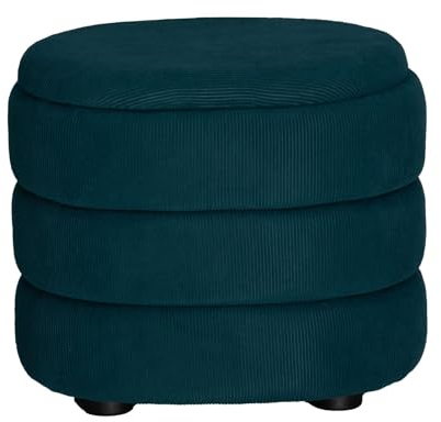 URBNLIVING Soft Velvet Ottoman Storage Pouffe Footstool Dressing Vanity Chair (Teal Blue, Oval)