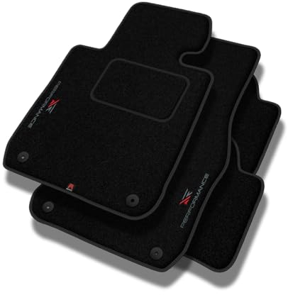 Performance Personalisierte Velours Fußmatten Auto passend für Audi A1 8X 2010-2018 - Standard, Perforiert, rot-grau -Präzise CNC-Stickerei, Design-Lochpaspel, Auto Fußmatten - Perfekt für Autofahrer