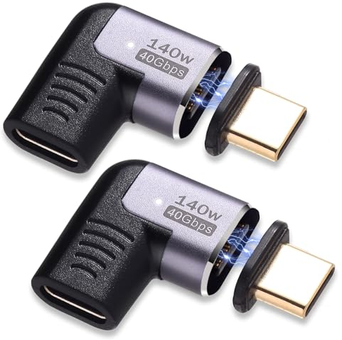 IVIVTOR Adaptateur USB C Magnétique - Lot De 2 140W Magnetic USB-c 40gb/s 24 Broches Adapter Compatible avec Les Ordinateurs Portables tablettes téléphones