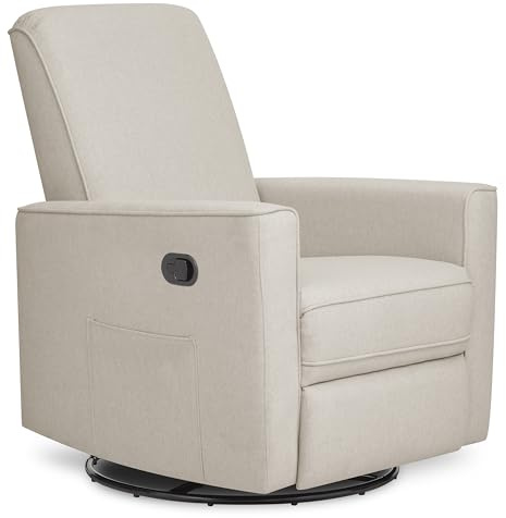 Evolur Raleigh Upholstered Manual Glider Recliner– Rocking & 360° Swivel with Smooth Glide – Greenguard Gold & FSC Certified – Modern Nursery and Living Room Chair in Light Sand