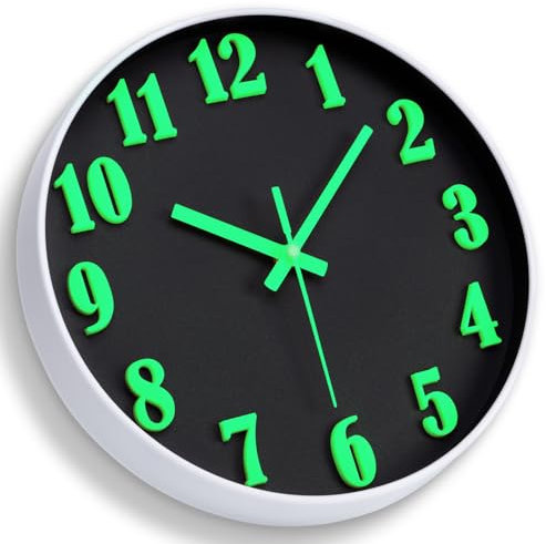 Warminn Wanduhr Leuchtend Ohne Tickgeräusche Lautlos 30cm Quarz Modern Groß Batterie Betriebene Wanduhr Einfach zu Lesen für Zimmer Zuhause KüChe Schlafzimmer Büro Schule (Blau)