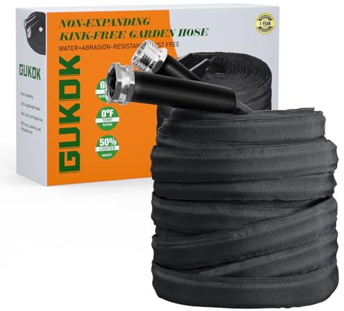 GUKOK Nicht dehnbarer Gartenschlauch, leicht, ultra-flexibel, langlebig, knickfreier Gartenschlauch, Wohnmobil-, Marine- und Wohnmobilschlauch, 2,5 m