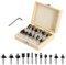 iDMRURvm 12tgl Fräsersatz Set für Holzbearbeitung 6mm Nutfräser Profilfräser für Oberfräse Holzfräser Fräser Bit Set mit Schraubenschlüssel (Schwarz)