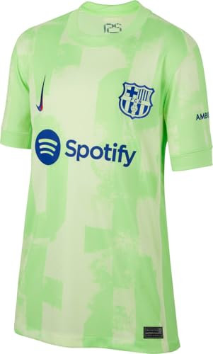 Nike Fc Barcelona Dry Fit Stad 3R Unisex Kinder T-Shirt, Barely Volt/Barely Volt/Old Ro, 134/140