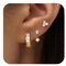 KENIY 3 Paar Ohrringe Gold Damen 14 Karat Vergoldet Ohrstecker Gold Stapelbar Ohrringe Gold Set mit Zirkonia Piercing Ohr Gold Huggie Ohrringe Creolen für Frauen Mädchen Schmuck Geschenk