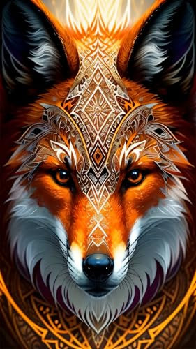 ARTGOTO Diamond Painting Eckige Steine Groß XXL Bilder Erwachsene,40x70cm Fuchs A,5D Diamant Painting Set Viereckige Quadratische Steine mit Zubehör Für Wohnzimmer Dekoration