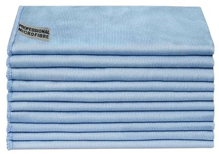 Tek Automotive 10 Pack Large Microfibre Glass Cleaning Cloths – Streak-Free, Lint-Free, Durable 40x48cm – Car Window Cleaner, Glasses Cleaner, Machine Washable, Perfect for Glass & Detailing
