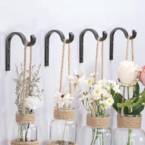 saffruff 4 Pack 7.5cm Aluminum Plant Hanging Wall Hooks:Swan-Shaped Hooks for Plants, Lanterns, Bird Feeders, Wind Chimes, and More - Stylish Home and Garden Décor