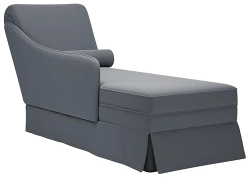 vidaXL Chaiselongue mit Nackenrolle Rechter Armlehne Dunkelgrau Samt, Recamiere, Loungesessel, Lounge Sofa, Lounge, Loungesofa, Wohnzimmersofa