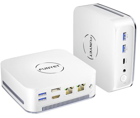 FUNYET Mini PC Win 11 Pro, Processeur N95 16GB DDR4 RAM 1TB SSD, Quad Core (jusqu'à 3.4Ghz) Ordinateur de Bureau 4K, Support RJ45 2.4G/ 5.0G WiFi Gigabit Ethernet USB3.0 DP DC HDMI Blanc