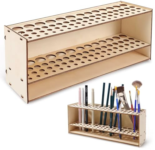 Paint Brush Holder, Wooden 67 Hole Citadel Paint Rack, Wall-Mounted Paint Rack, for Brushes, Sketch Pens, Colored Pens, Makeup Brushe