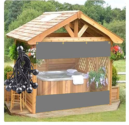 Pannelli per tende impermeabili trasparenti per pergola, gazebo, cortile, finestra, grigio, personalizzabile, 0,5 mm, copertura esterna 1 x 1,8 m, include palline elastiche