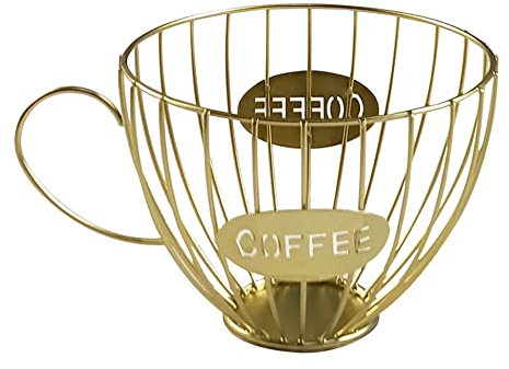 IMCCZONY Coffee Fruits Capsule Storage Basket Coffee Cup Shaped Pod Holder and Organizer for Home Cafe Hotel Golden