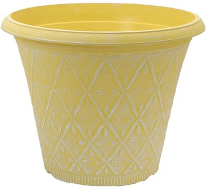 shopior Plastic Prisma Planters | Festive Garden Planting Pot 9L – Round Garden Plant Pots with Drainage Holes | Weatherproof Decorative Patio Flower Pot - (30cm - Yellow, Pack 1)