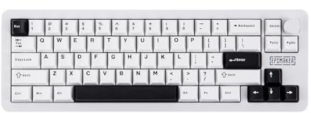 EPOMAKER Galaxy68 Clavier Mécanique sans Fil QMK/Via, Alliage Aluminium, Gasket, Batterie 6000mAh, RVB Latéral/Rétroéclairé, Clavier Gaming 65%, Switch Linéaire Hot-Swap(Blanc, Marble White Switch)