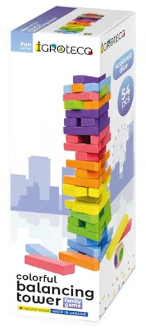 Igroteco® Balancier-Turm aus Holz – Geschicklichkeitsspiel für Jugendliche & Erwachsene ab 14 Jahren – Fördert Konzentration, Logik & Spaß in der Gruppe