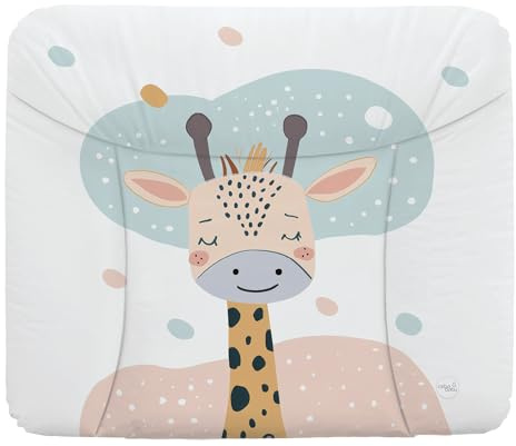 Ceba Baby® weiche Wickelauflage 85x72 cm - Baby Wickelunterlage- Wickeltischauflage für Junge und Mädchen - Wasserdicht, abwaschbar - OEKO-TEX® Standard 100 - Made in EU -Träumende Giraffe