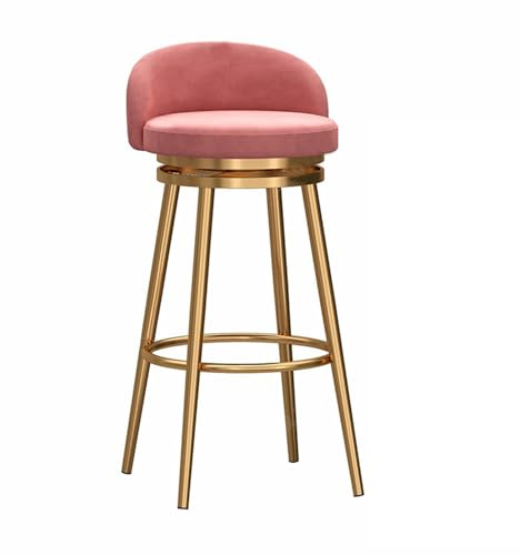 Moderni sgabelli da bar girevoli in velluto con schienale oro rosa bancone altezza seduta poggiapiedi in metallo per cucina, sala da pranzo e spazio abitativo, 65 cm
