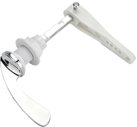 Toilet Flush Handle Replacement with Ergonomic Grip, Alloy Plated Toilet Flush Lever Universal Fit Resists Rust Cistern Handle for Victorian Style Toilet (Silver)