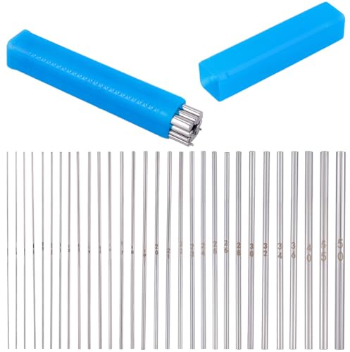 SUNNYCLUE 1 Schachtel Mit 30 Größen Biegeringdornen Biegering Herstellungsset 0.4mm Bis 5mm Edelstahl Metall Silber Formringwerkzeug Zum Drahtwickeln Weichlöten Galvanisieren Und Für Schmuckherstellun