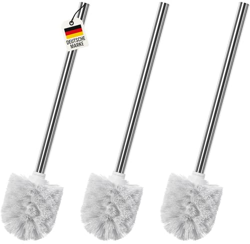 WELLGRO 3er Set Toilettenbürste Weiß – WC Bürste Universal mit Ersatzbürstenkopf – Klobürste Ersatz WC Bürstenkopf Ø 7,8 cm austauschbar