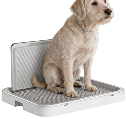 Indoor Dog Toilet with Pee Station - Puppy Potty 50.5 x 39 cm, Dog Training Tray | PP Pet Bath with Raised Grid Design