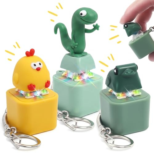 3 Pièces Porte-Clés Fidget Toy en Forme d'animaux (Lézard, Poussin Et Grenouille), Clavier Fidget, Porte-Clés Rechargeables avec Lumières Et Sons, Détente À Tout Moment, n'importe Où