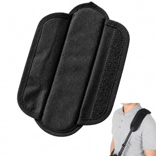 Solvind Universal Shoulder Strap Pad, Black Nylon EPE Padded Shoulder Cushion with Zipper, Replacement Relief Pad for Laptop Bag Camera Guitar Backpack Straps