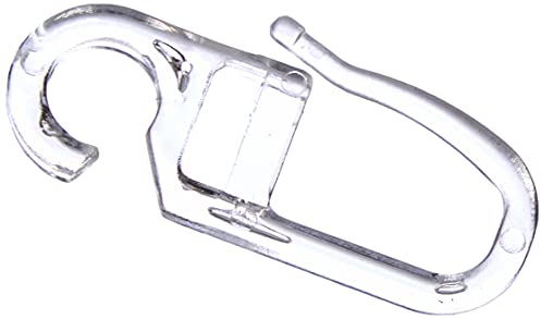 Gardinia Faltenlegehaken für Gardinenringe, Ø Öse 5,3 mm, Vorhang- und Gardinenhaken für Ringe, 10 Stück, Kunststoff, Transparent