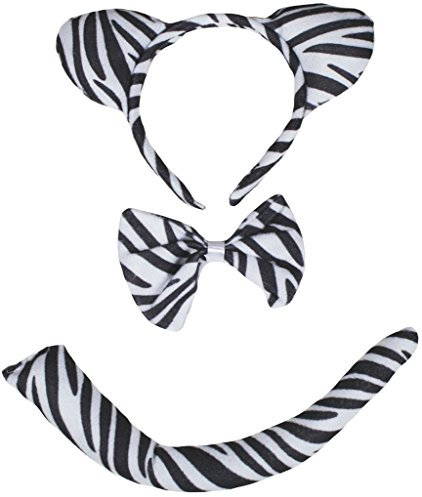 Petitebelle Stirnband Bowtie Schwanz 3pc Costume (Zebra, Einheitsgröße)