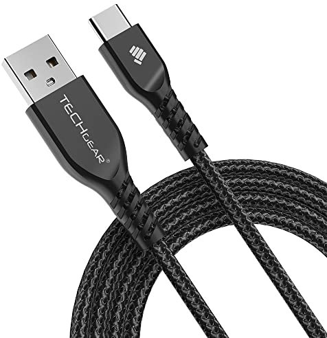 TECHGEAR Câble USB C, 2 mètre Tressé Résistant pour Appareils USB Type C, Samsung Note 20/10/Lite, S21 FE/Plus/Ultra S20 FE, S10, S9, S8, Samsung A12, A52 5G, A20e A41 A51 A71, A02s A03s, A22 5G, A21s