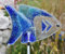 Glas Fisch Blau als Gartendeko Gartenstecker